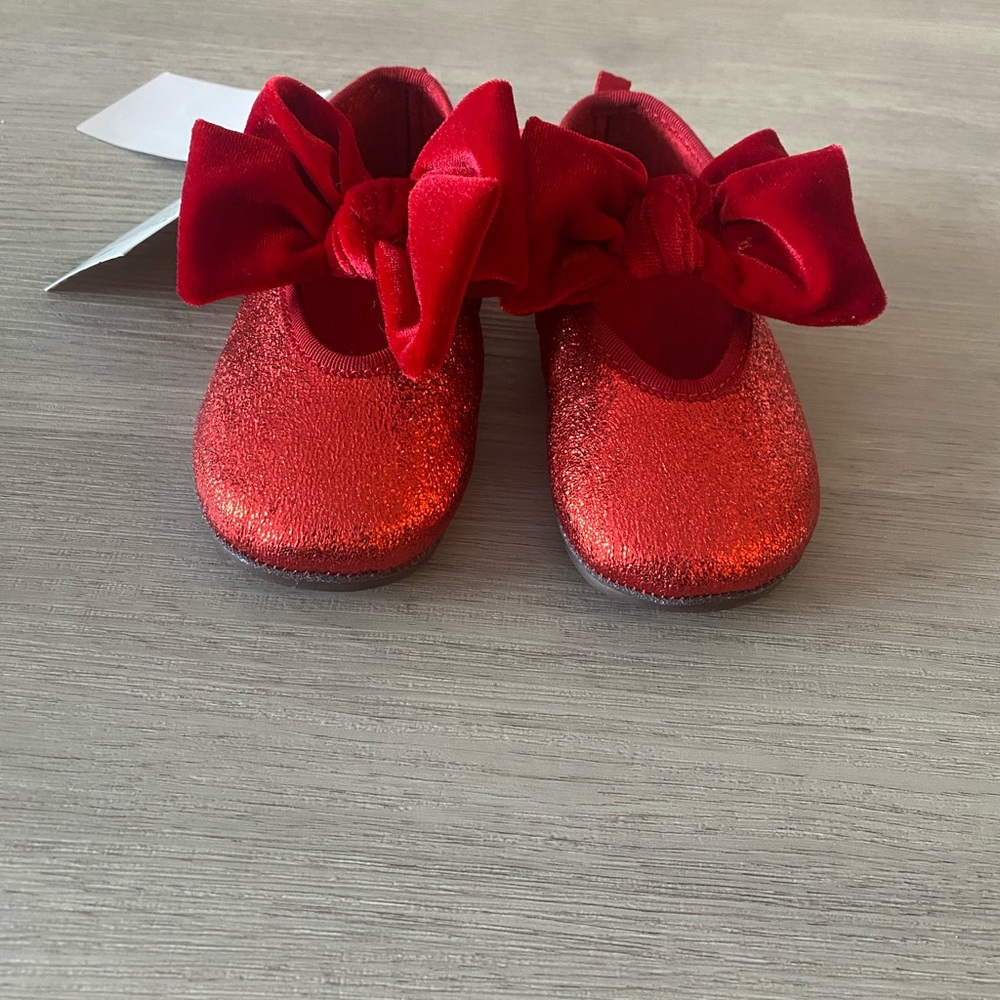 H&M Kids Sparkly Red Shoes with Velvet Bow - Picture 2 of 6